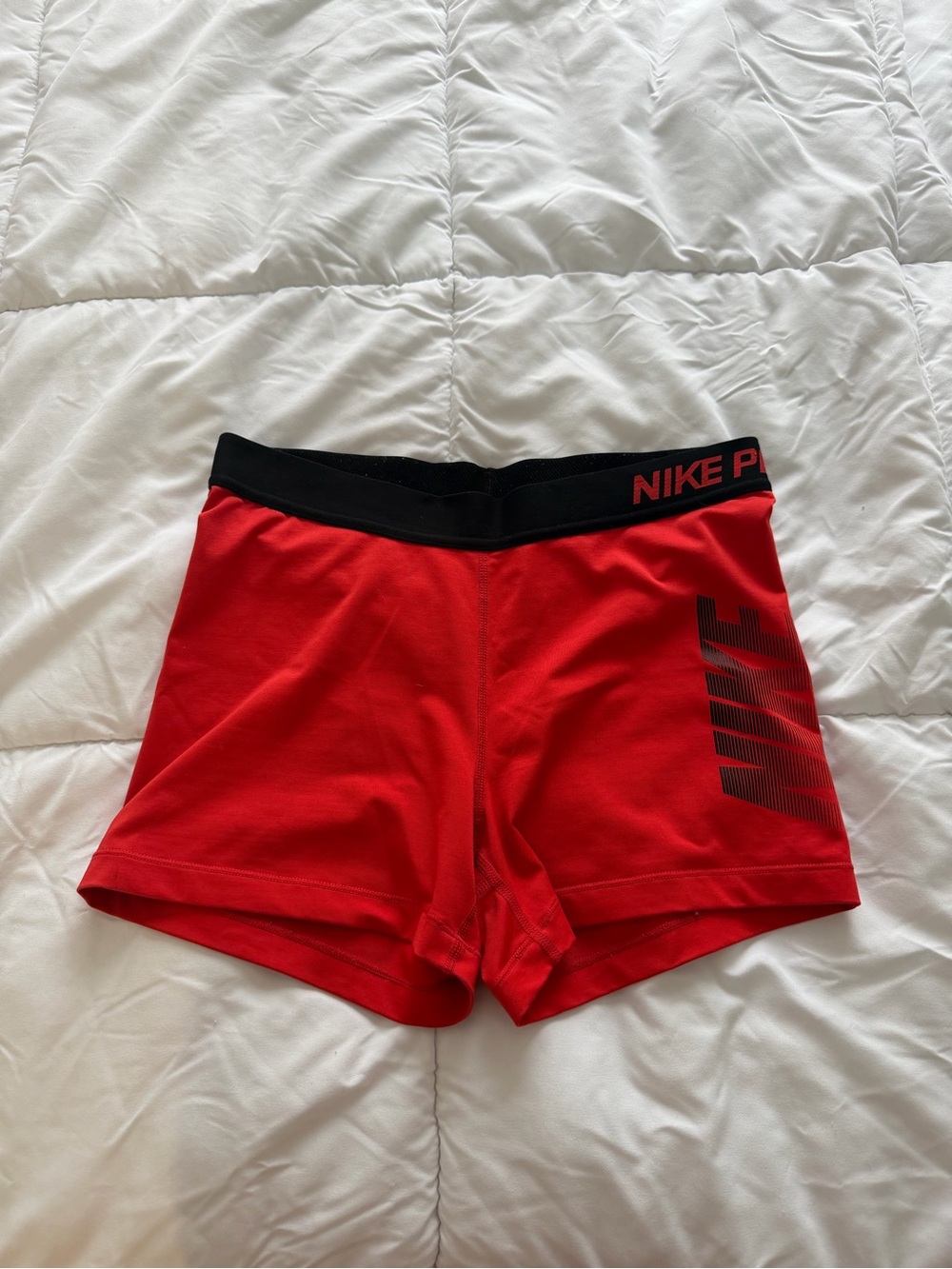 Nike Red Women's Bike Shorts with Black Waistband